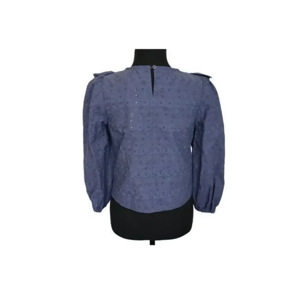 Aqua Girl Denim Blue Ruffle‎ Eyelet Top Size XL 14/16